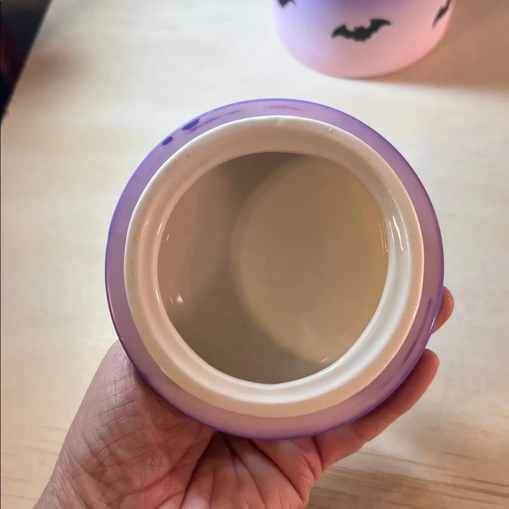 Purple and Pink Bat-Themed Textired Jar
